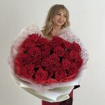 Букет «25 бордовых роз Эквадор 60 см»