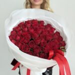 Букет «51  Бордовая  роза Кения»